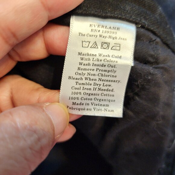 Everlane The Curvy Way High Jeans Straight Leg Women 33R Organic Cotton Black - Picture 13 of 13
